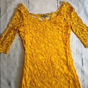 Antonio Melani Mustard Yellow Crochet Lace Dress